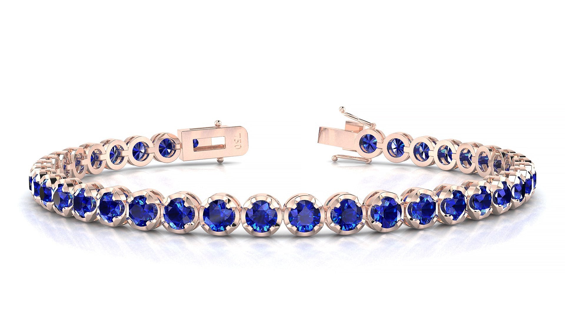 Bengal | 18k Rose Gold 3.4 mm Round Natural Sapphire Tennis Bracelet