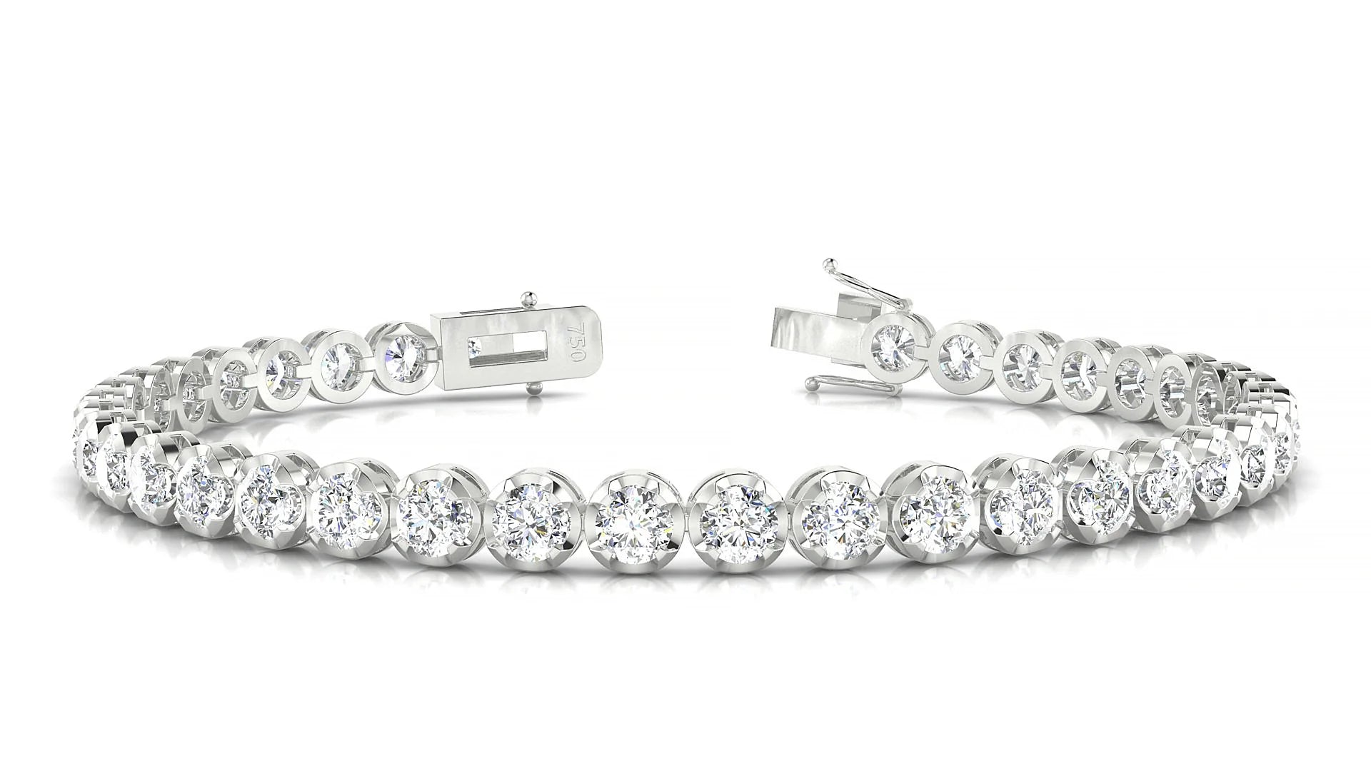 Bengal | 18k White Gold 3.4 mm Round Lab-Grown Diamond 18 cm Tennis Bracelet