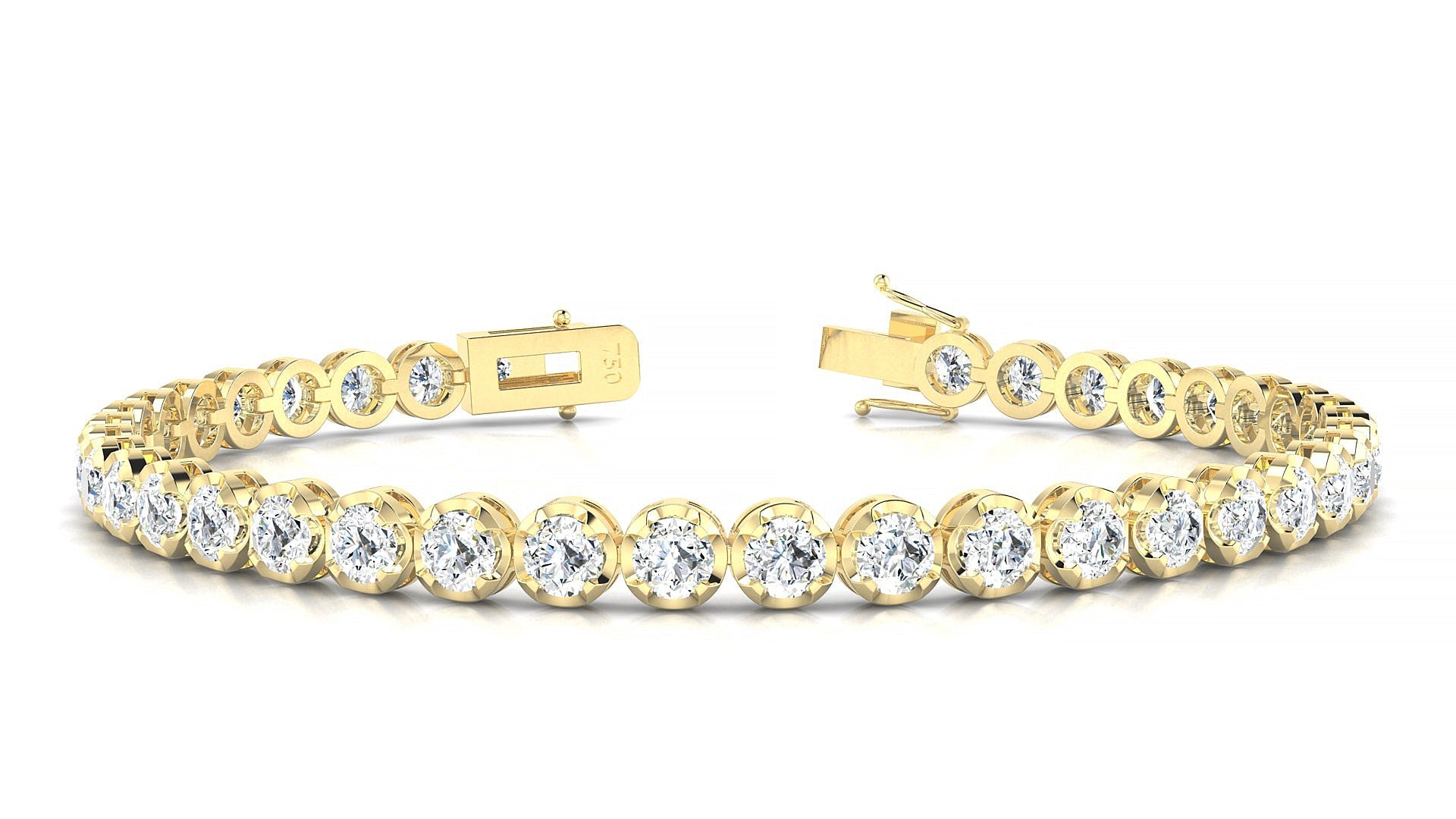 Bengal | 18k Yellow Gold 3.4 mm Round Natural Diamond Tennis Bracelet