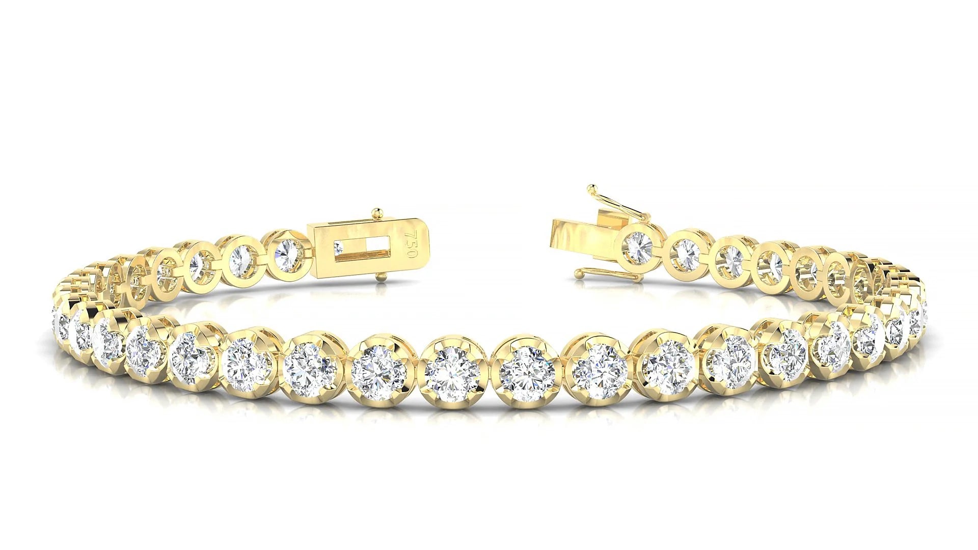 Bengal | 18k Yellow Gold 3.4 mm Round Lab-Grown Diamond 18 cm Tennis Bracelet