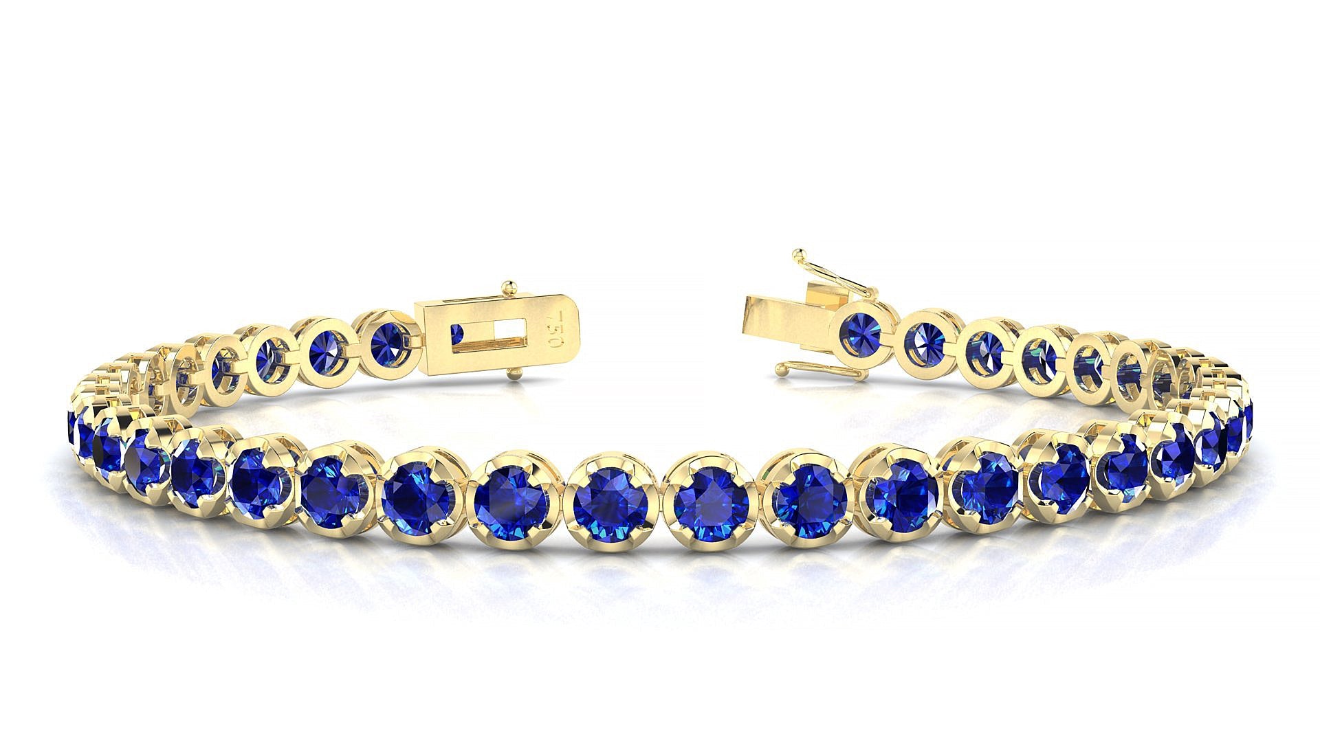 Bengal | 18k Yellow Gold 3.4 mm Round Natural Sapphire Tennis Bracelet