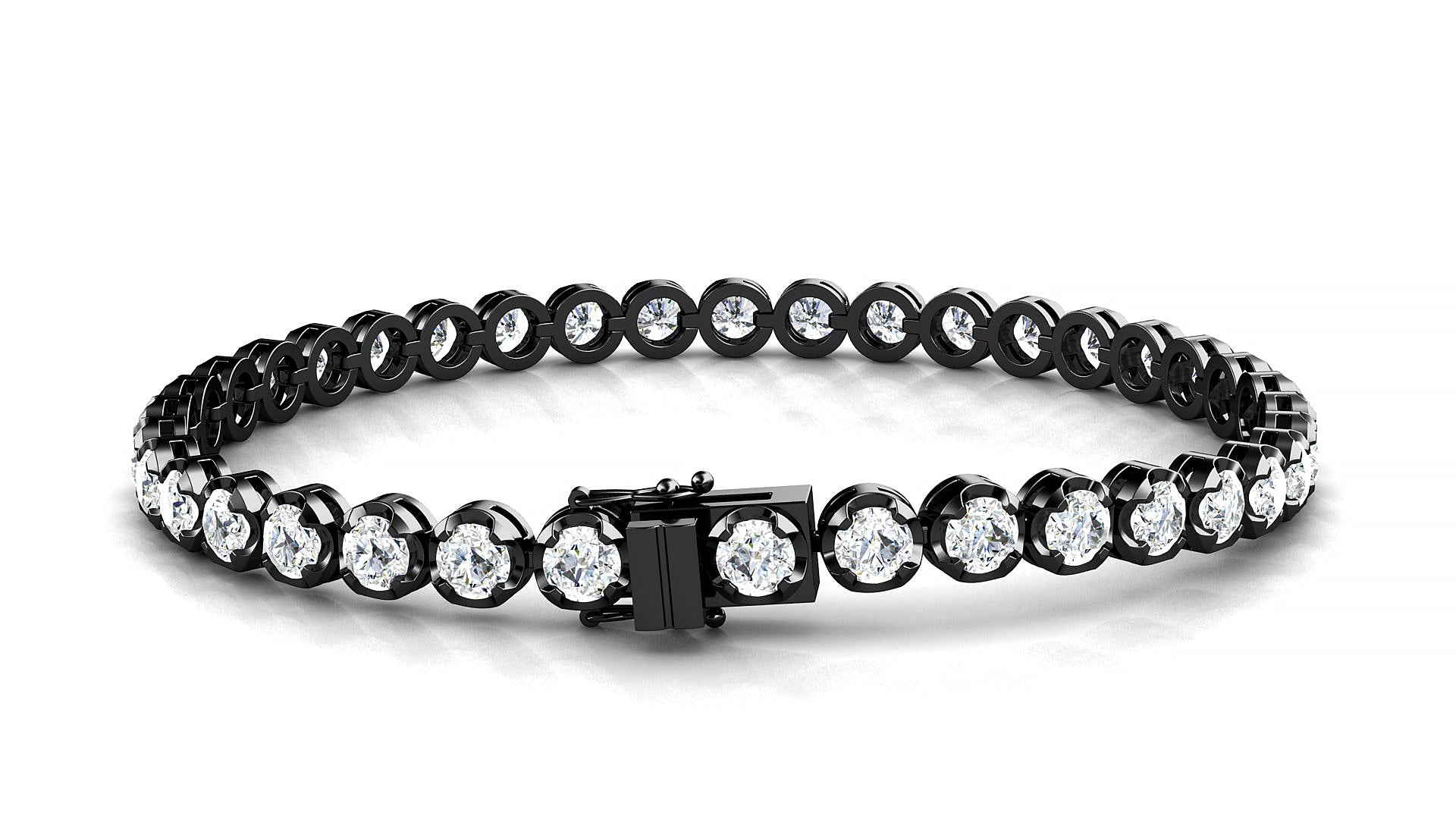 Bengal | 18k Black Gold 3.4 mm Round Natural Diamond Tennis Bracelet