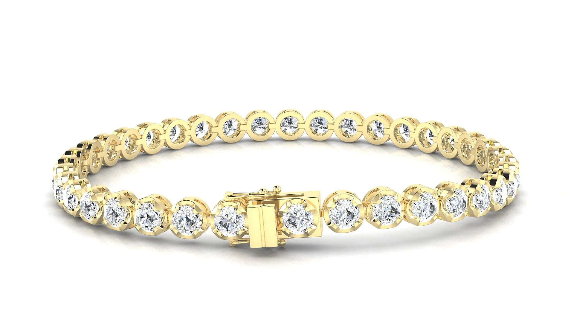 Bengal | 18k Yellow Gold 3.4 mm Round Lab-Grown Diamond 18 cm Tennis Bracelet