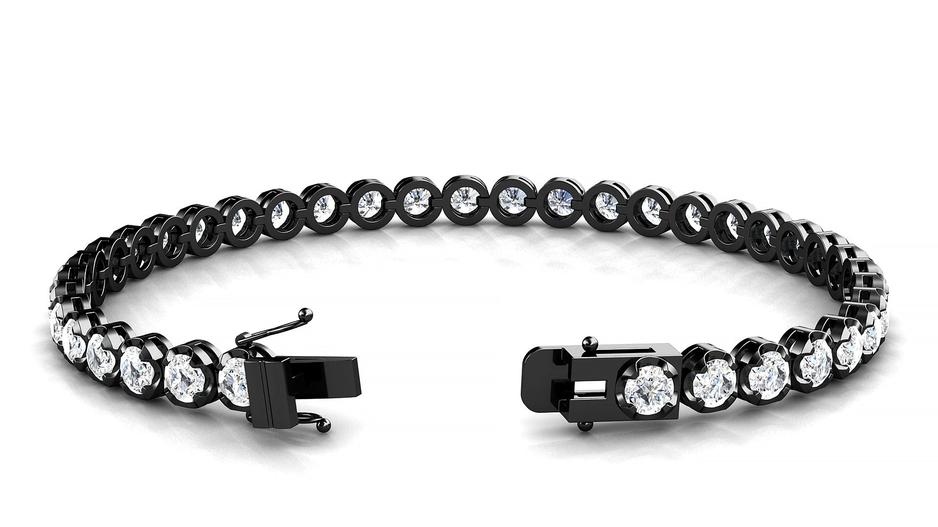 Bengal | 18k Black Gold 3.4 mm Round Natural Diamond Tennis Bracelet