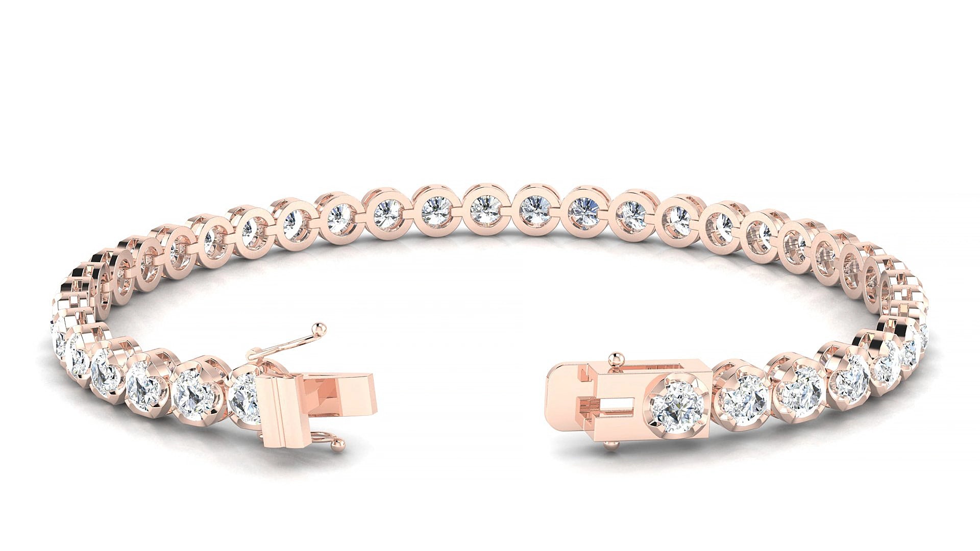 Bengal | 18k Rose Gold 3.4 mm Round Lab-Grown Diamond 18 cm Tennis Bracelet
