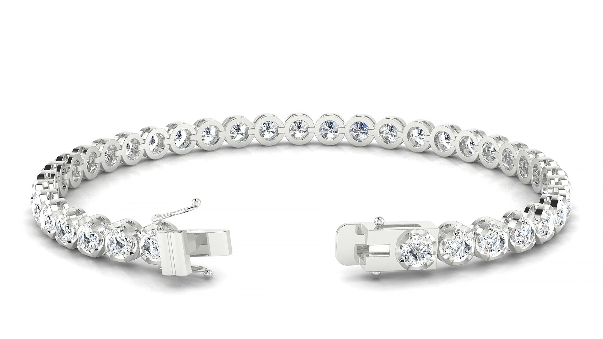 Bengal | 18k White Gold 3.4 mm Round Lab-Grown Diamond 15 cm Tennis Bracelet