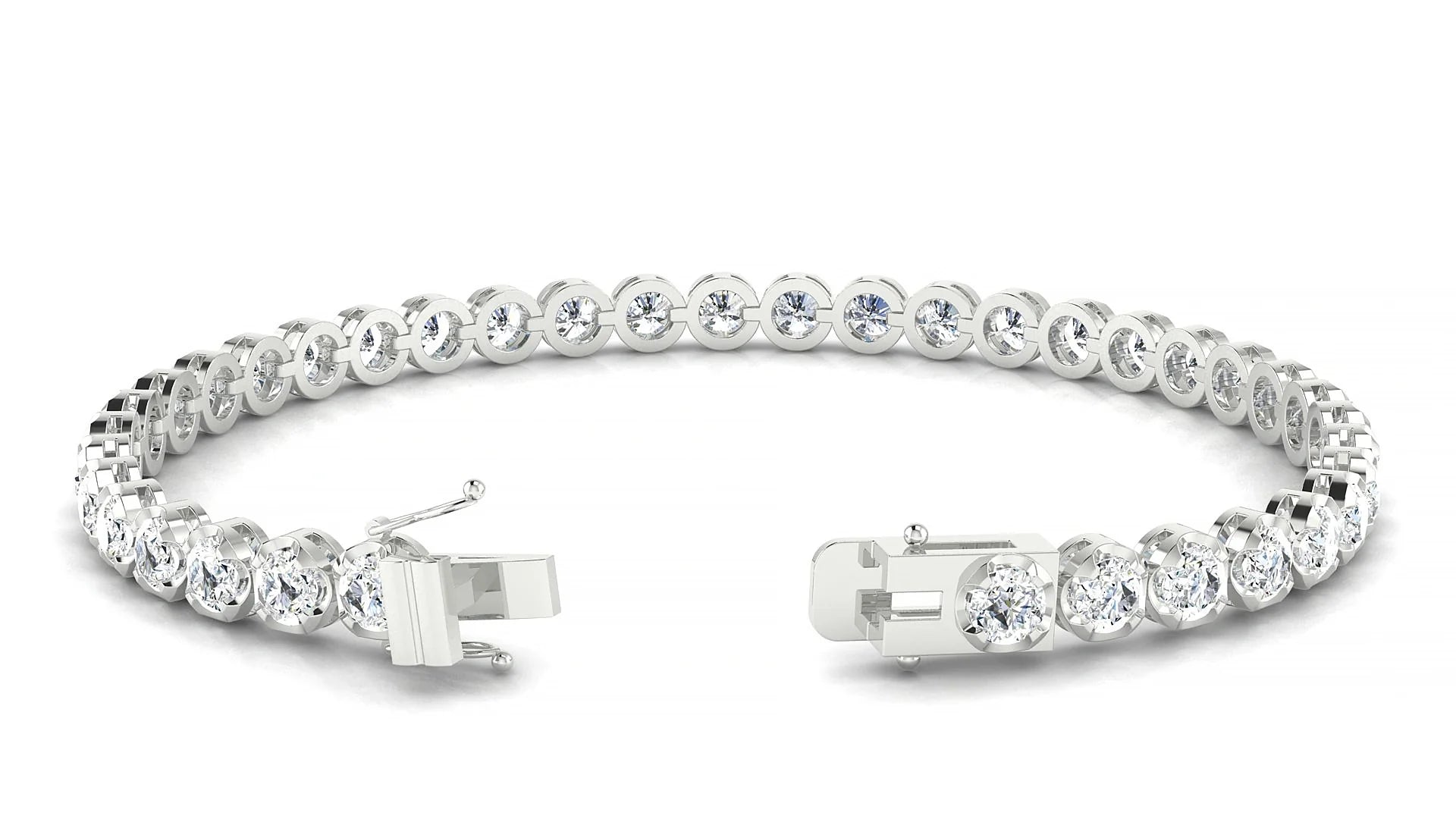 Bengal | 18k White Gold 3.4 mm Round Lab-Grown Diamond 18 cm Tennis Bracelet