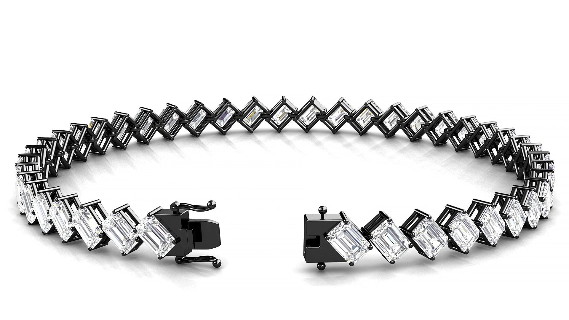 Bogotá | 18k Black Gold 4.1 x 2.9 mm Emerald Lab-Grown Diamond 18 cm Tennis Bracelet