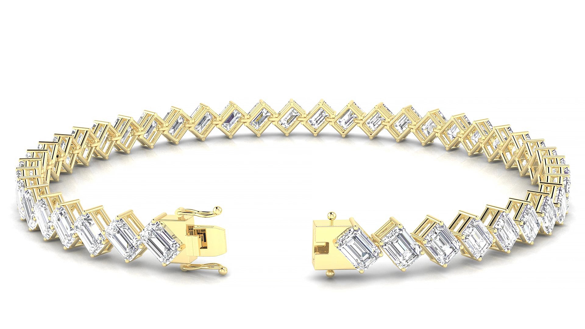 Bogotá | 18k Yellow Gold 4.6 x 3.2 mm Emerald Lab-Grown Diamond 15 cm Tennis Bracelet