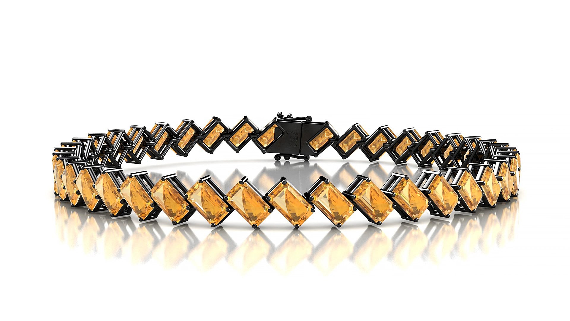 Bogotá | 18k Black Gold 5 x 3 mm Emerald Natural Citrine 17 cm Tennis Bracelet