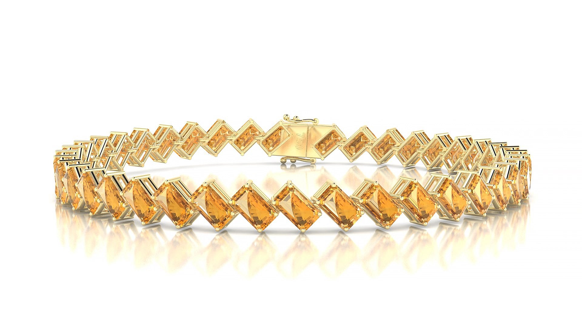 Bogotá | 18k Yellow Gold 5 x 3 mm Emerald Natural Citrine 16 cm Tennis Bracelet