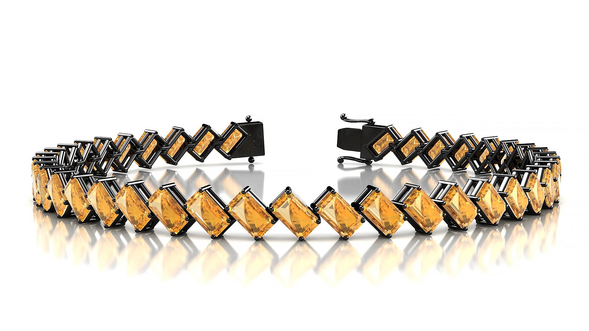Bogotá | 18k Black Gold 5 x 3 mm Emerald Natural Citrine 19 cm Tennis Bracelet
