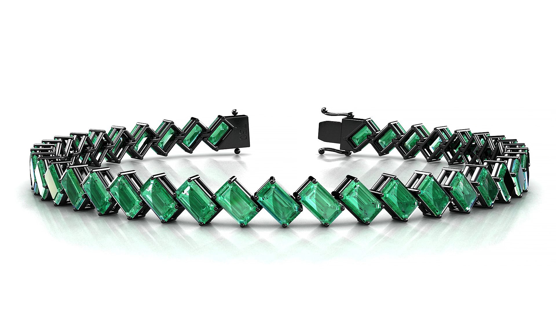 Bogotá | 18k Black Gold 5 x 3 mm Emerald Natural Emerald 15 cm Tennis Bracelet