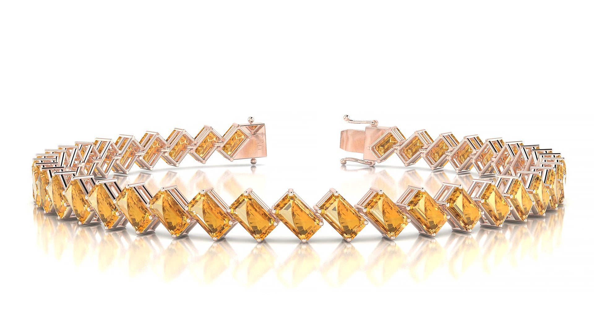Bogotá | 18k Rose Gold 5 x 3 mm Emerald Natural Citrine 18 cm Tennis Bracelet