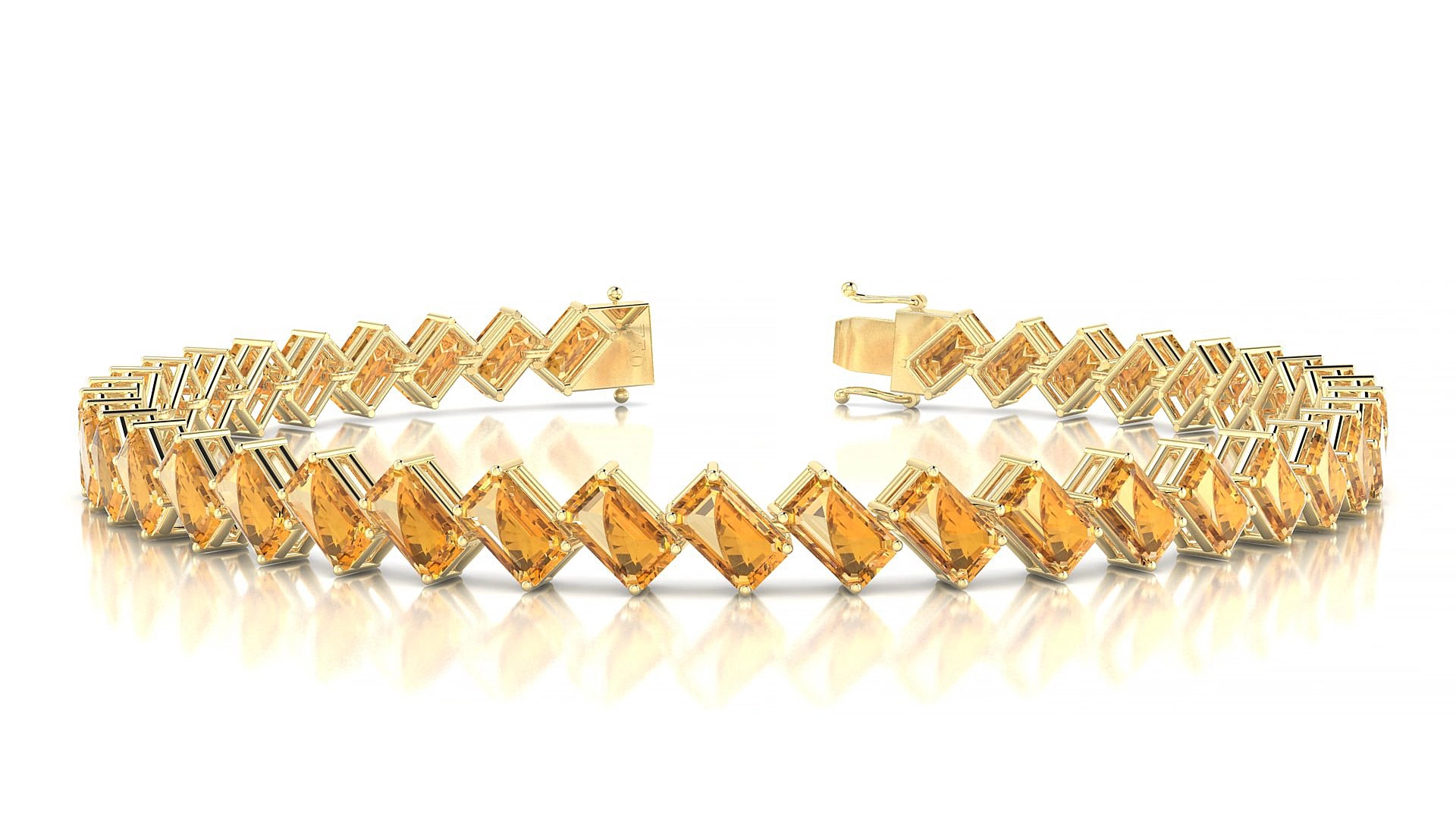 Bogotá | 18k Yellow Gold 5 x 3 mm Emerald Natural Citrine 19 cm Tennis Bracelet