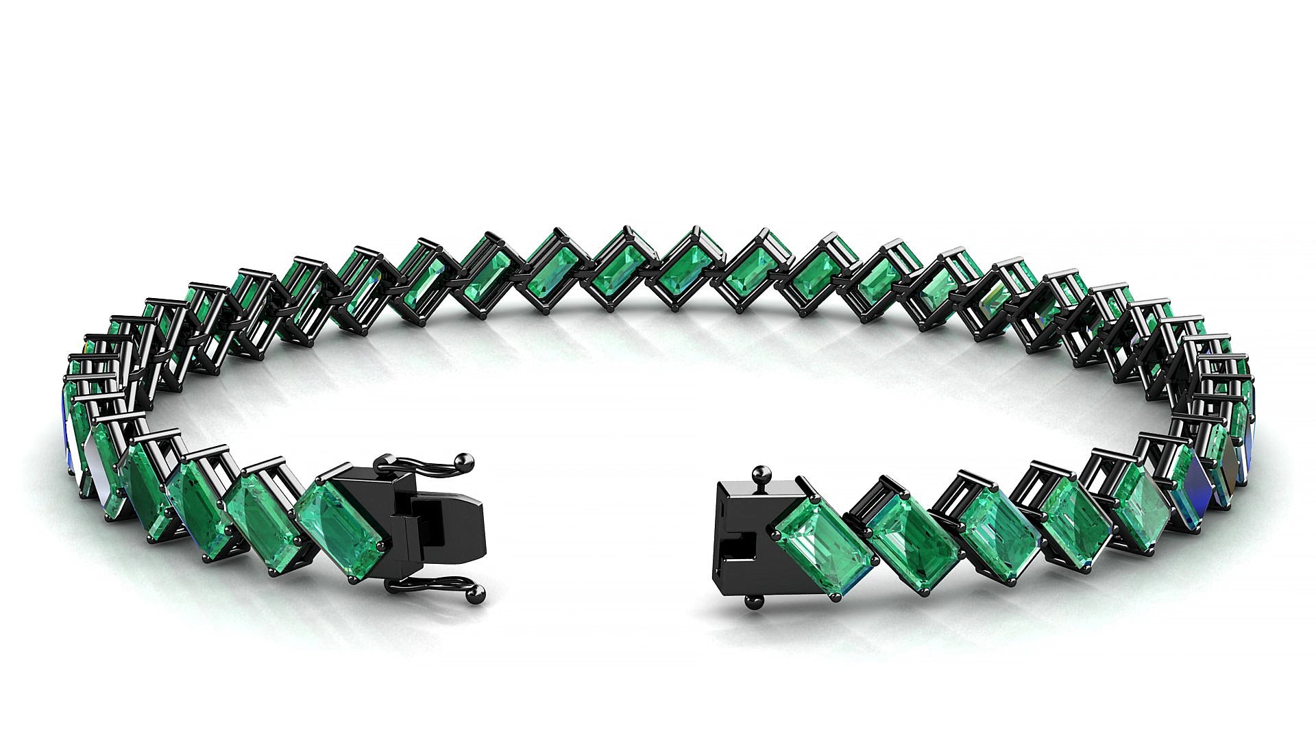 Bogotá | 18k Black Gold 5 x 3 mm Emerald Natural Emerald 19 cm Tennis Bracelet