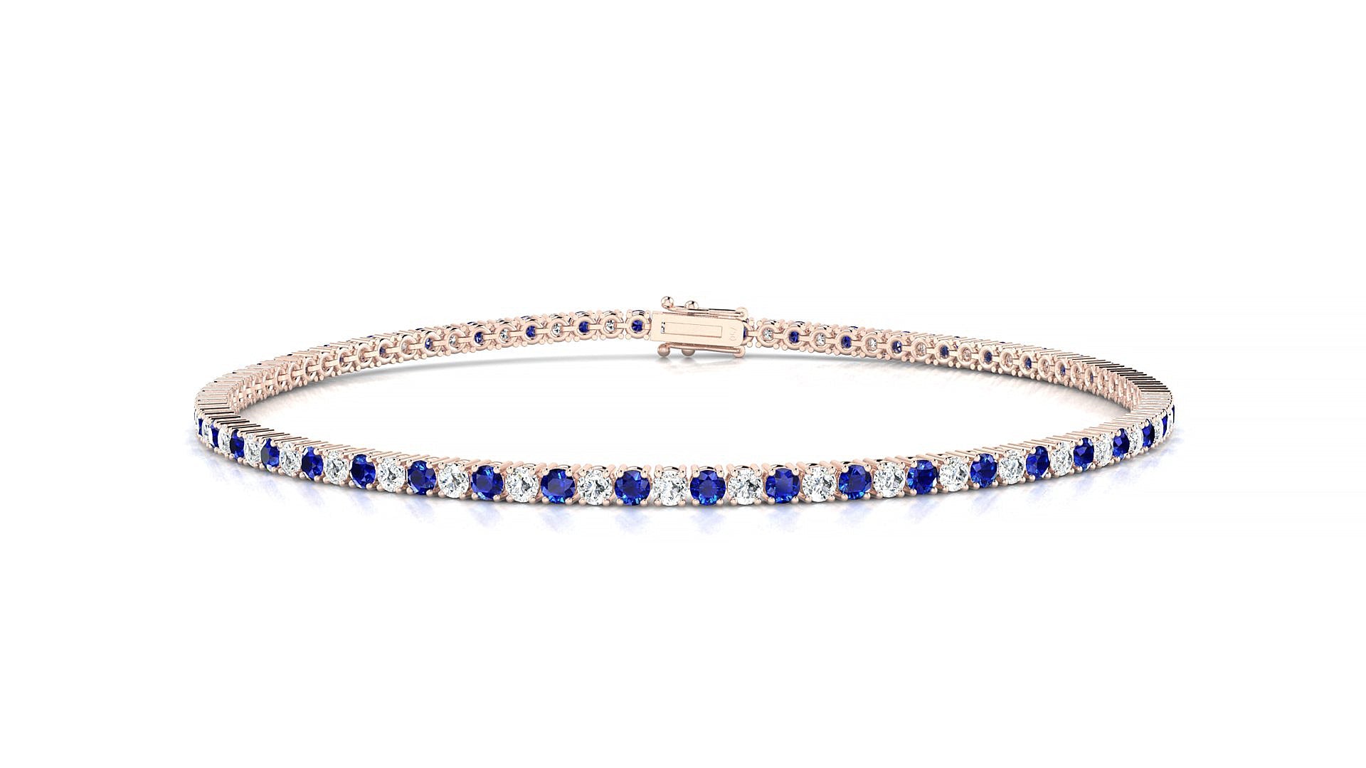 Capri 1-1 | 18k Rose Gold 1.7 mm Round Natural Sapphire & Diamond Tennis Bracelet