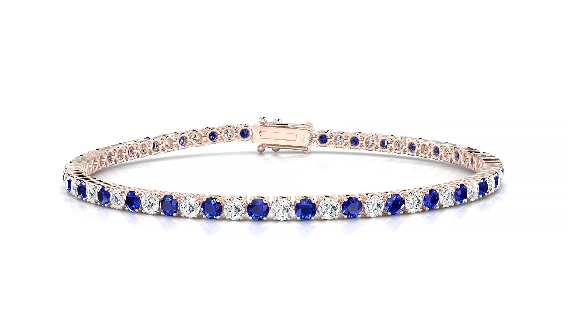 Capri 1-1 | 18k Rose Gold 2.5 mm Round Natural Sapphire & Diamond Tennis Bracelet