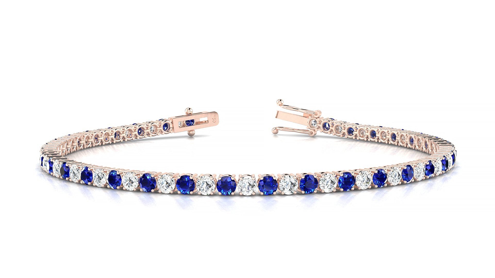 Capri 1-1 | 18k Rose Gold 2.5 mm Round Natural Sapphire & Diamond Tennis Bracelet