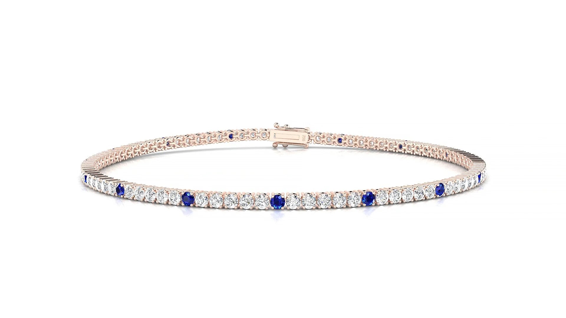 Capri 1-5 | 18k Rose Gold 1.7 mm Round Natural Sapphire & Diamond Tennis Bracelet