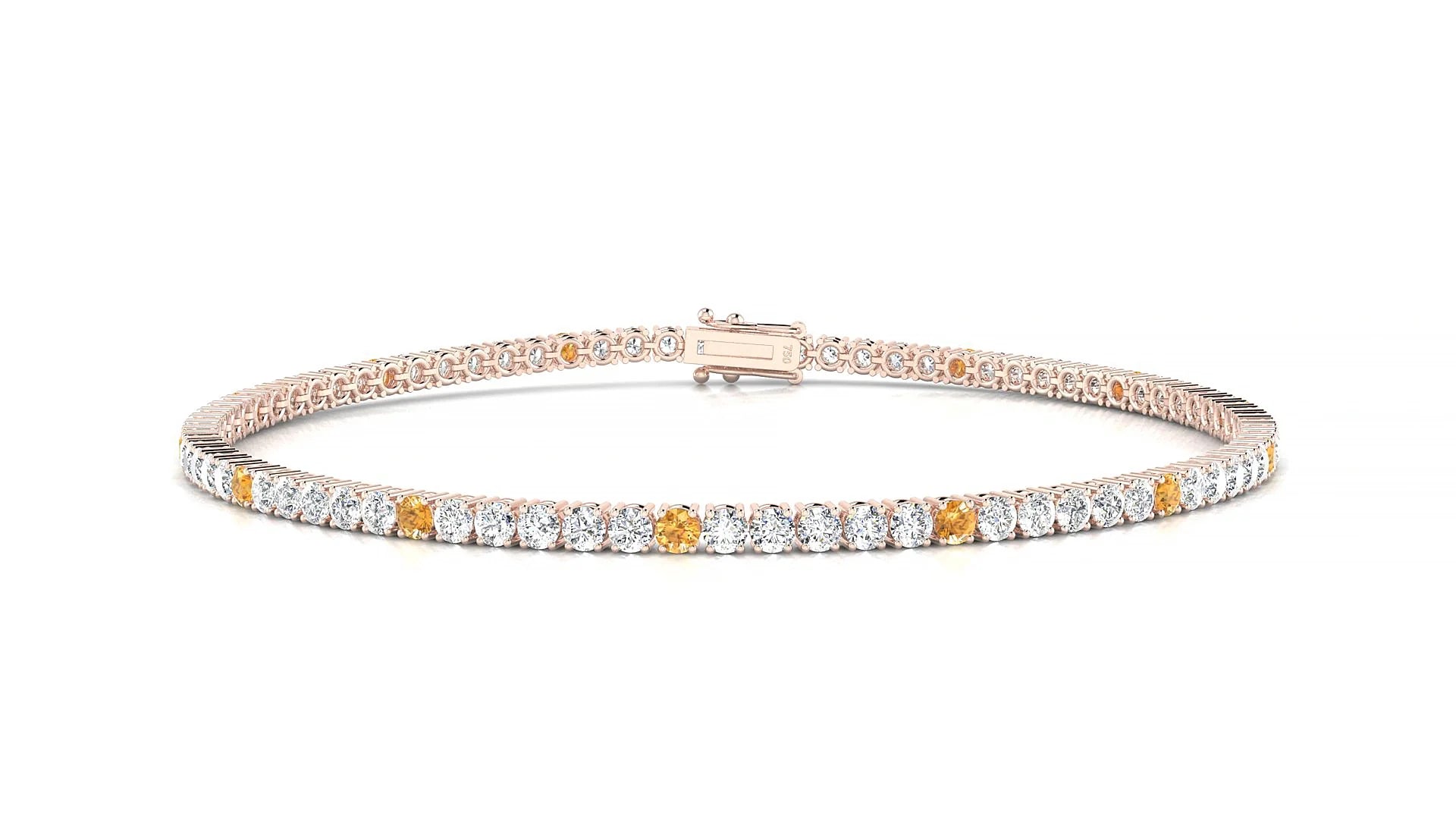 Capri 1-5 | 18k Rose Gold 2 mm Round Natural Citrine & Diamond Tennis Bracelet
