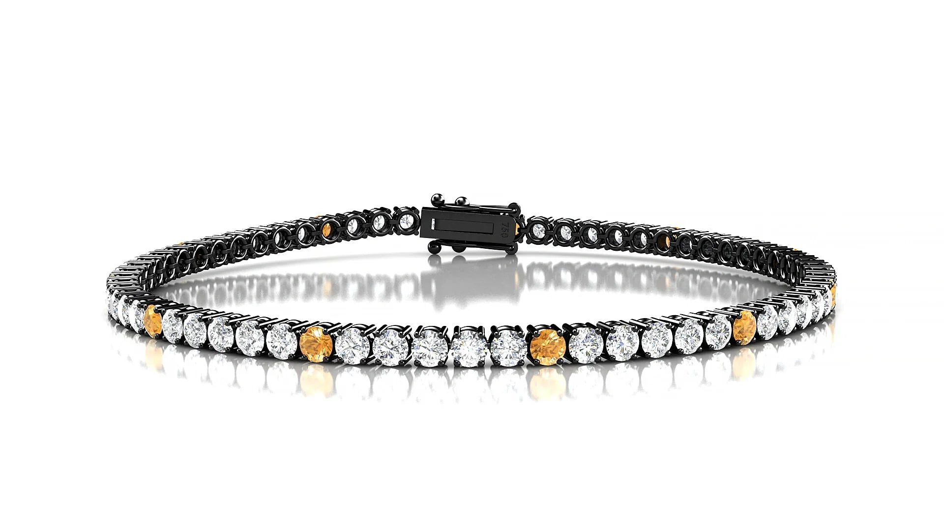 Capri 1-5 | 18k Black Gold 2.5 mm Round Natural Citrine & Diamond Tennis Bracelet