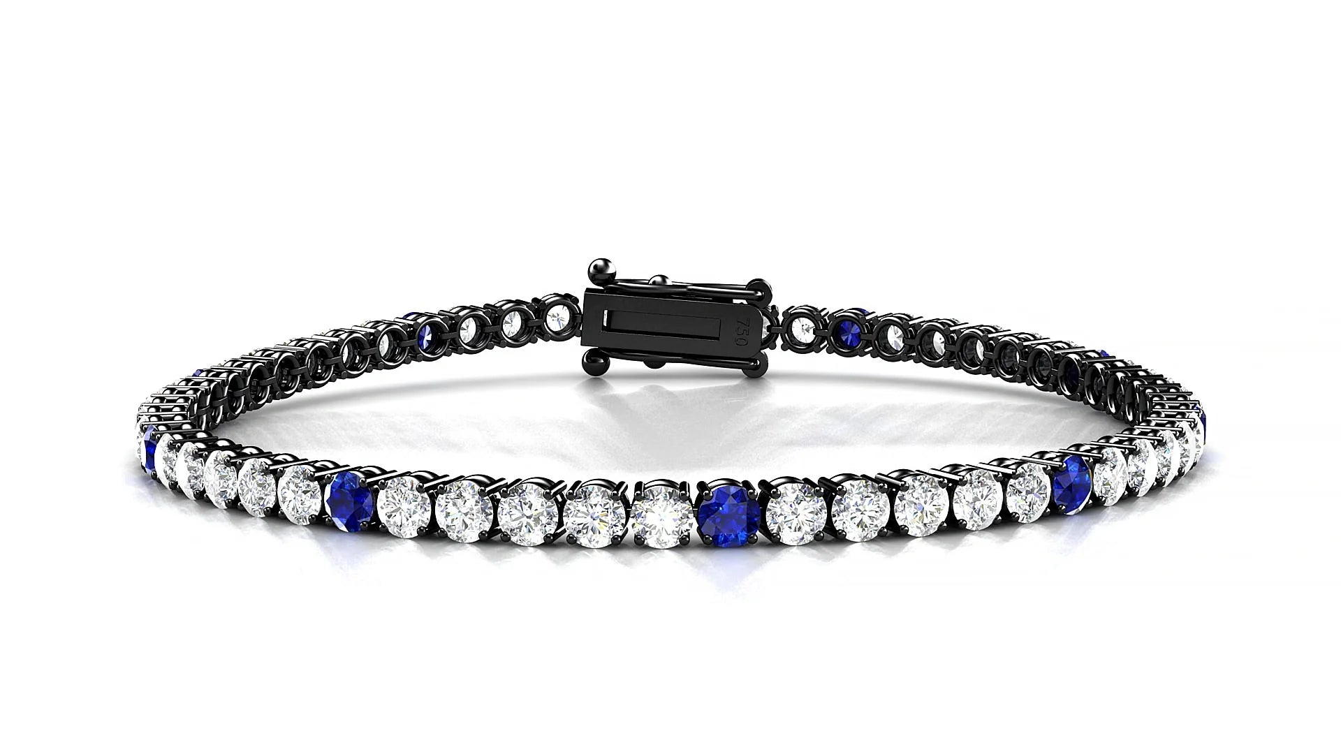 Capri 1-5 | 18k Black Gold 3 mm Round Natural Sapphire & Diamond Tennis Bracelet