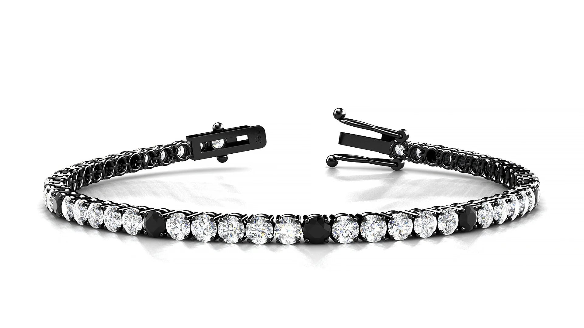 Capri 1-5 | 18k Black Gold 3 mm Round Natural Black Diamond & Diamond Tennis Bracelet
