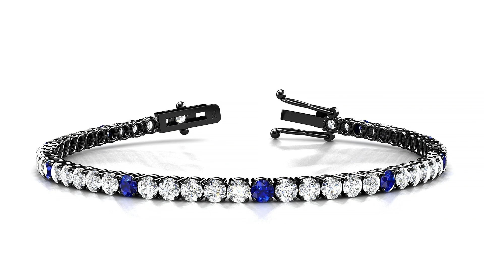 Capri 1-5 | 18k Black Gold 3 mm Round Natural Sapphire & Diamond Tennis Bracelet