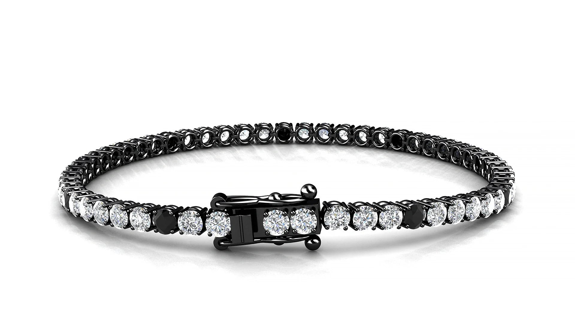 Capri 1-5 | 18k Black Gold 3 mm Round Natural Black Diamond & Diamond Tennis Bracelet
