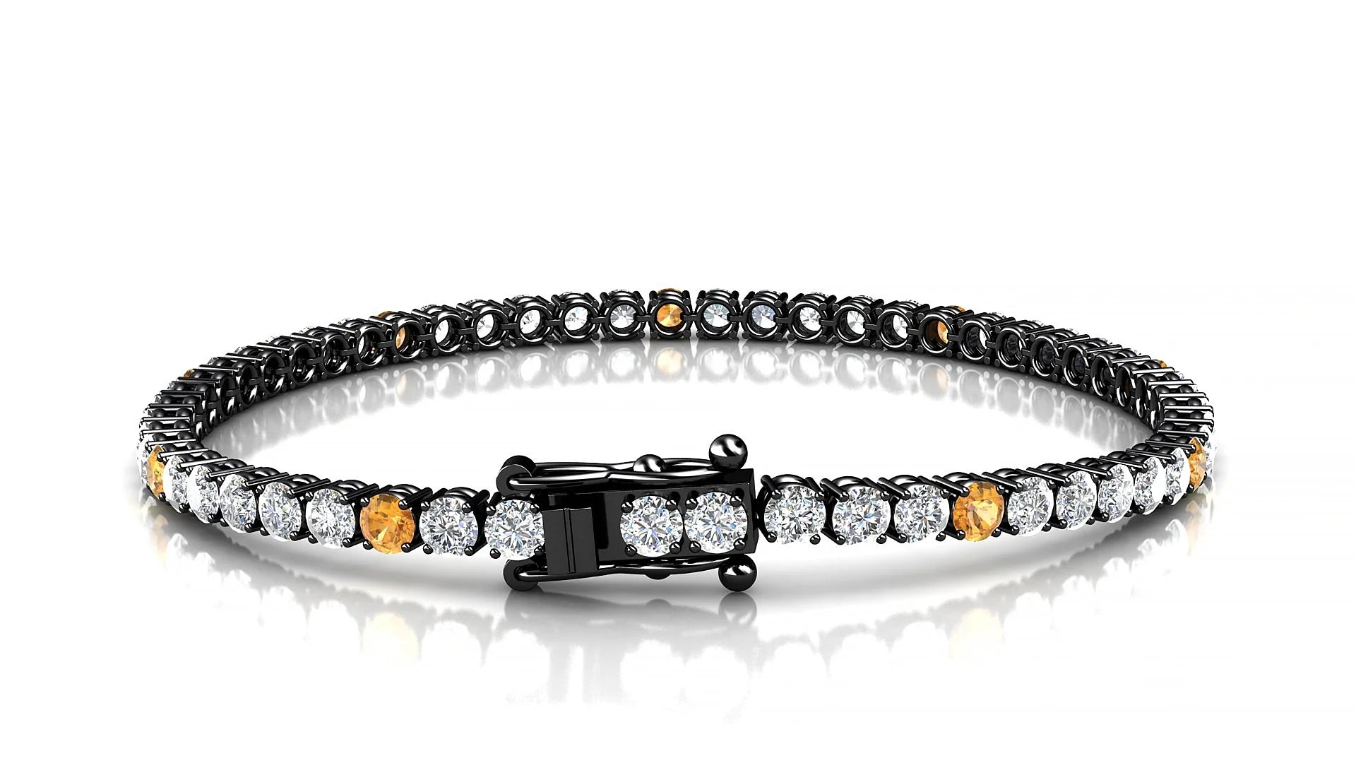 Capri 1-5 | 18k Black Gold 3 mm Round Natural Citrine & Diamond Tennis Bracelet