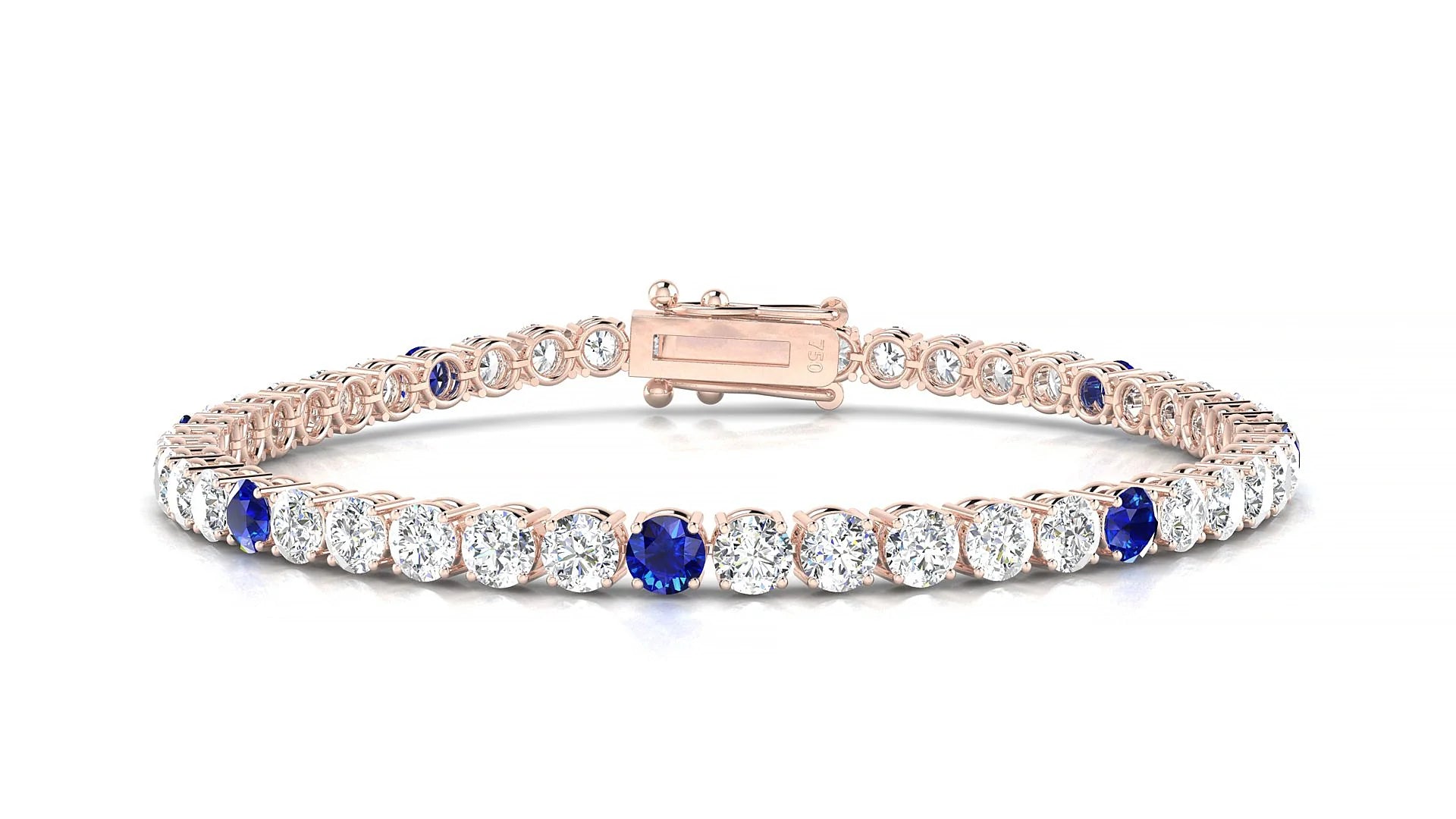 Capri 1-5 | 18k Rose Gold 3.4 mm Round Natural Sapphire & Diamond Tennis Bracelet