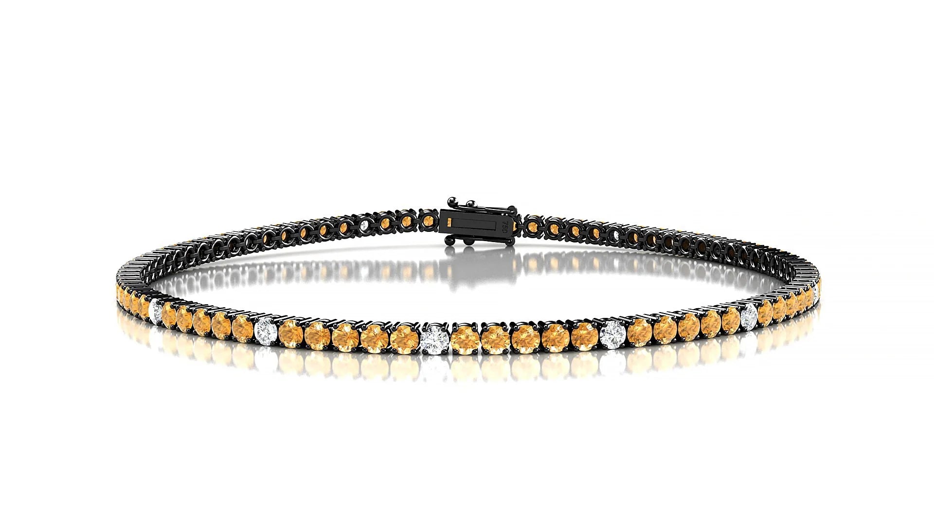 Capri 5-1 | 18k Black Gold 2 mm Round Natural Citrine & Diamond Tennis Bracelet
