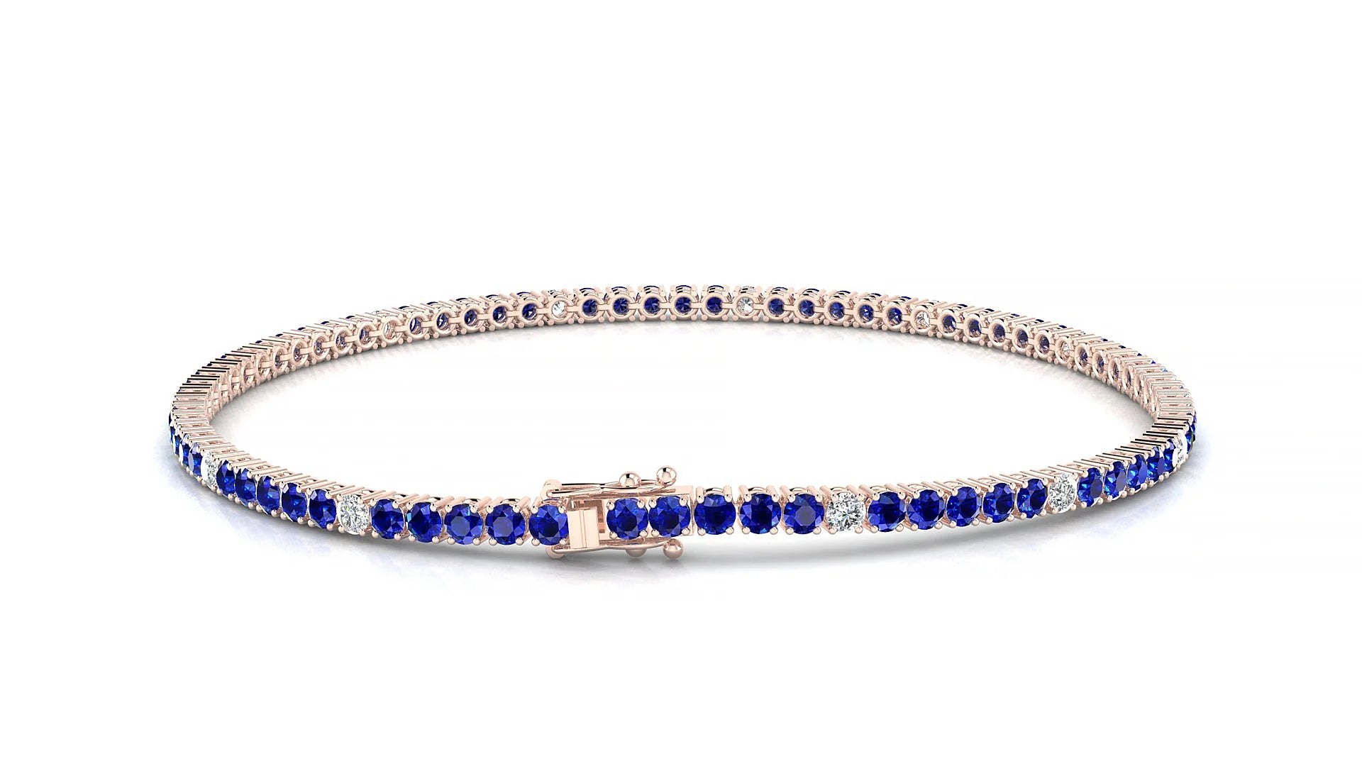 Capri 5-1 | 18k Rose Gold 2 mm Round Natural Sapphire & Diamond Tennis Bracelet