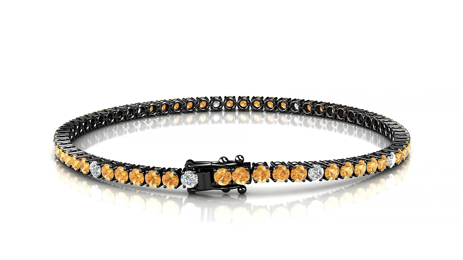 Capri 5-1 | 18k Black Gold 2.5 mm Round Natural Citrine & Diamond Tennis Bracelet