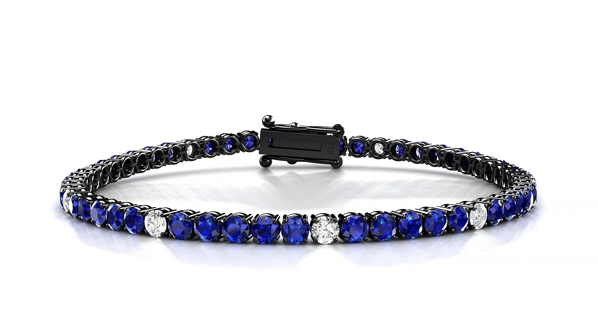 Capri 5-1 | 18k Black Gold 3 mm Round Natural Sapphire & Diamond Tennis Bracelet