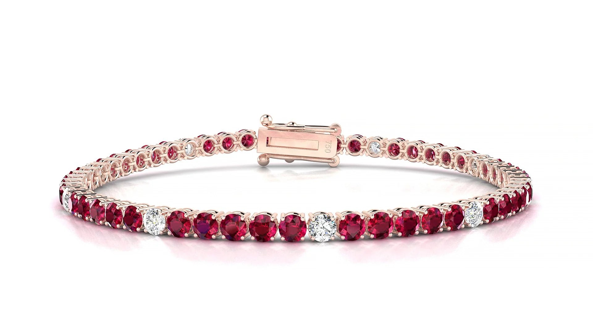 Capri 5-1 | 18k Rose Gold 3 mm Round Natural Ruby & Diamond Tennis Bracelet