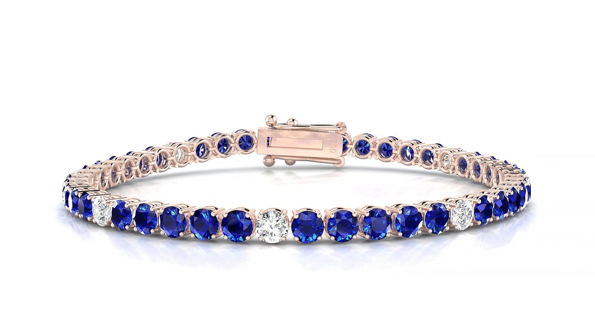 Capri 5-1 | 18k Rose Gold 3.4 mm Round Natural Sapphire & Diamond Tennis Bracelet