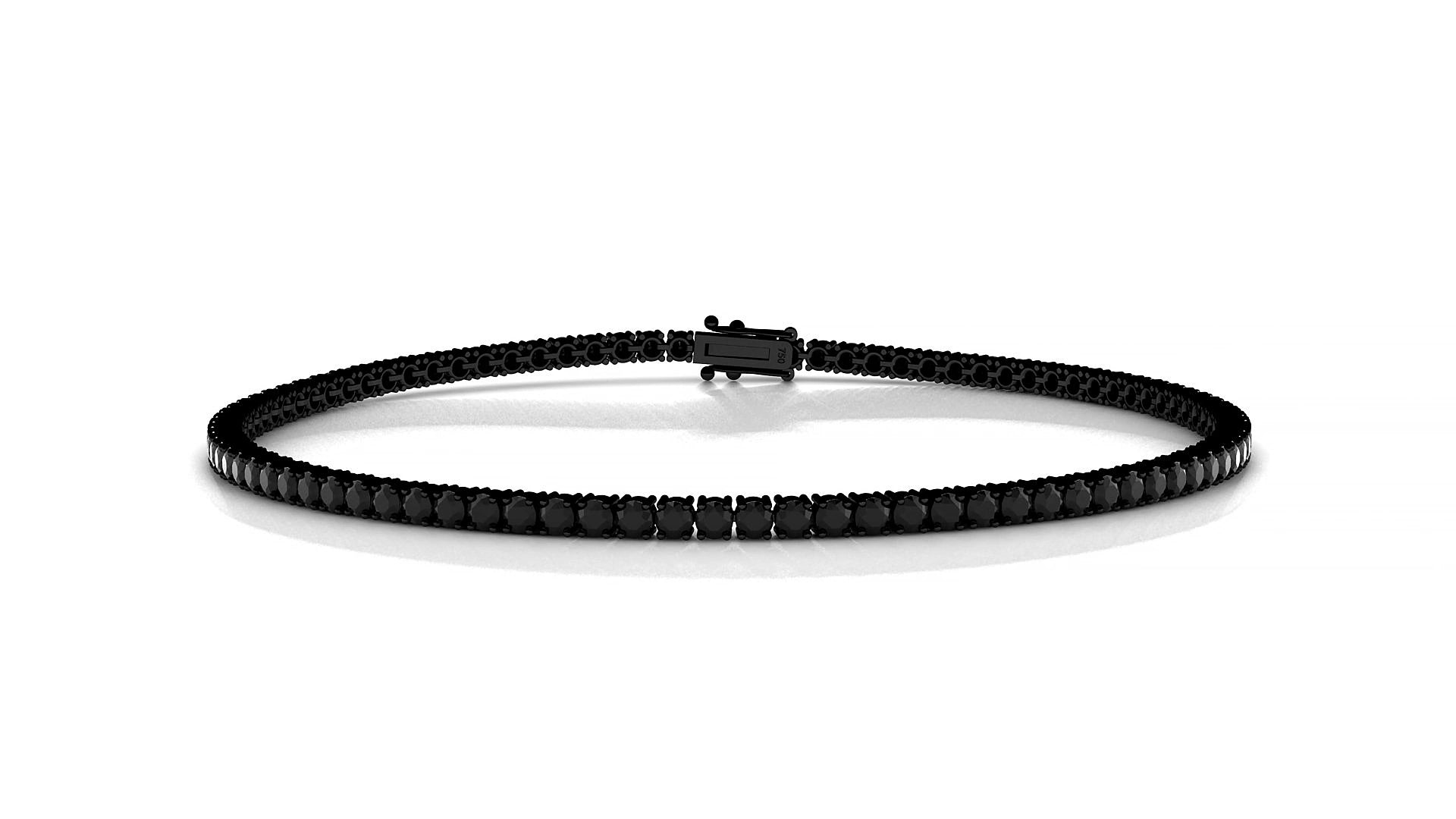 Capri | 18k Black Gold 1.7 mm Round Natural Black Diamond 18 cm Tennis Bracelet