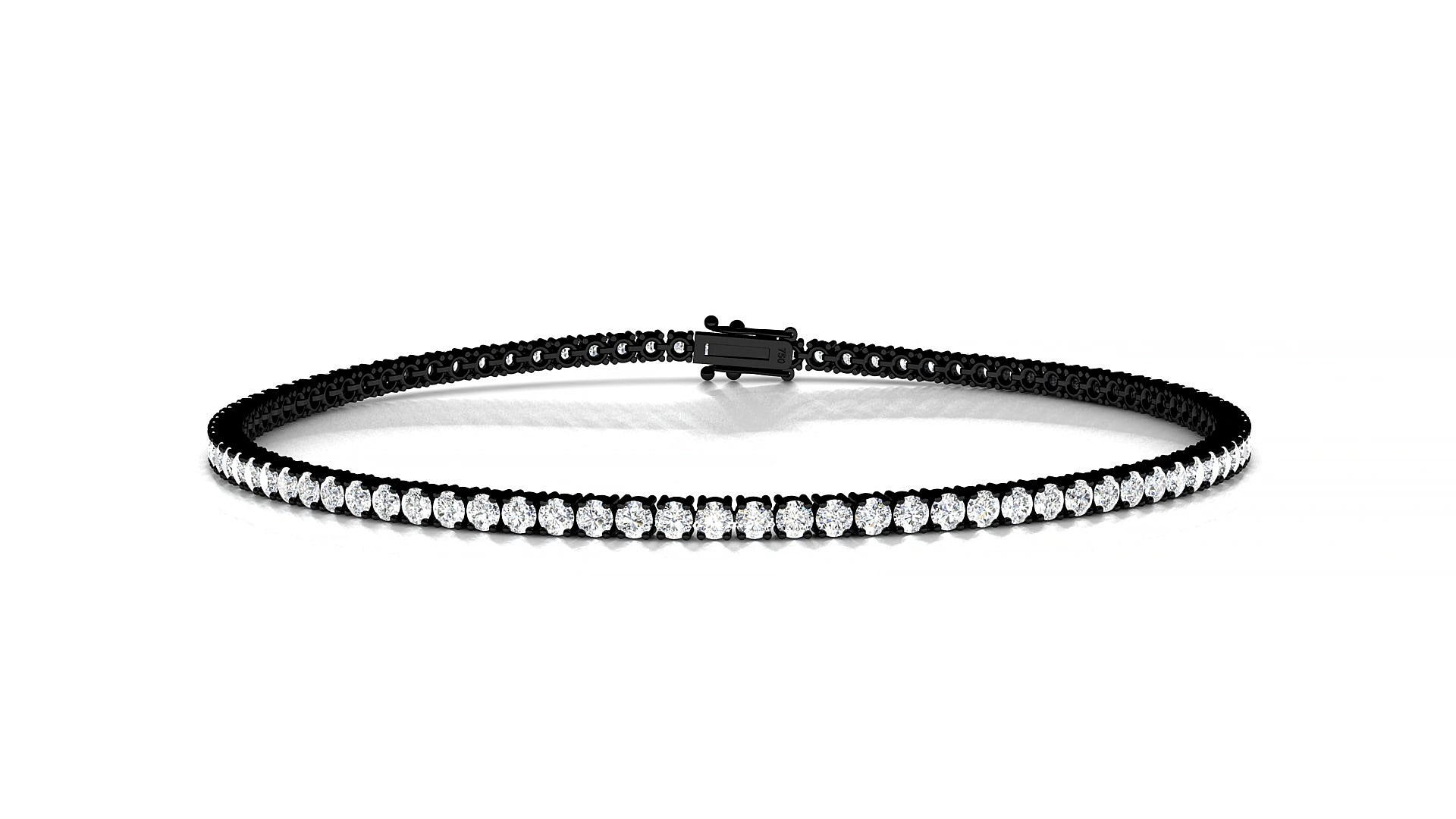 Capri | 18k Black Gold 1.7 mm Round Lab-Grown Diamond 18 cm Tennis Bracelet