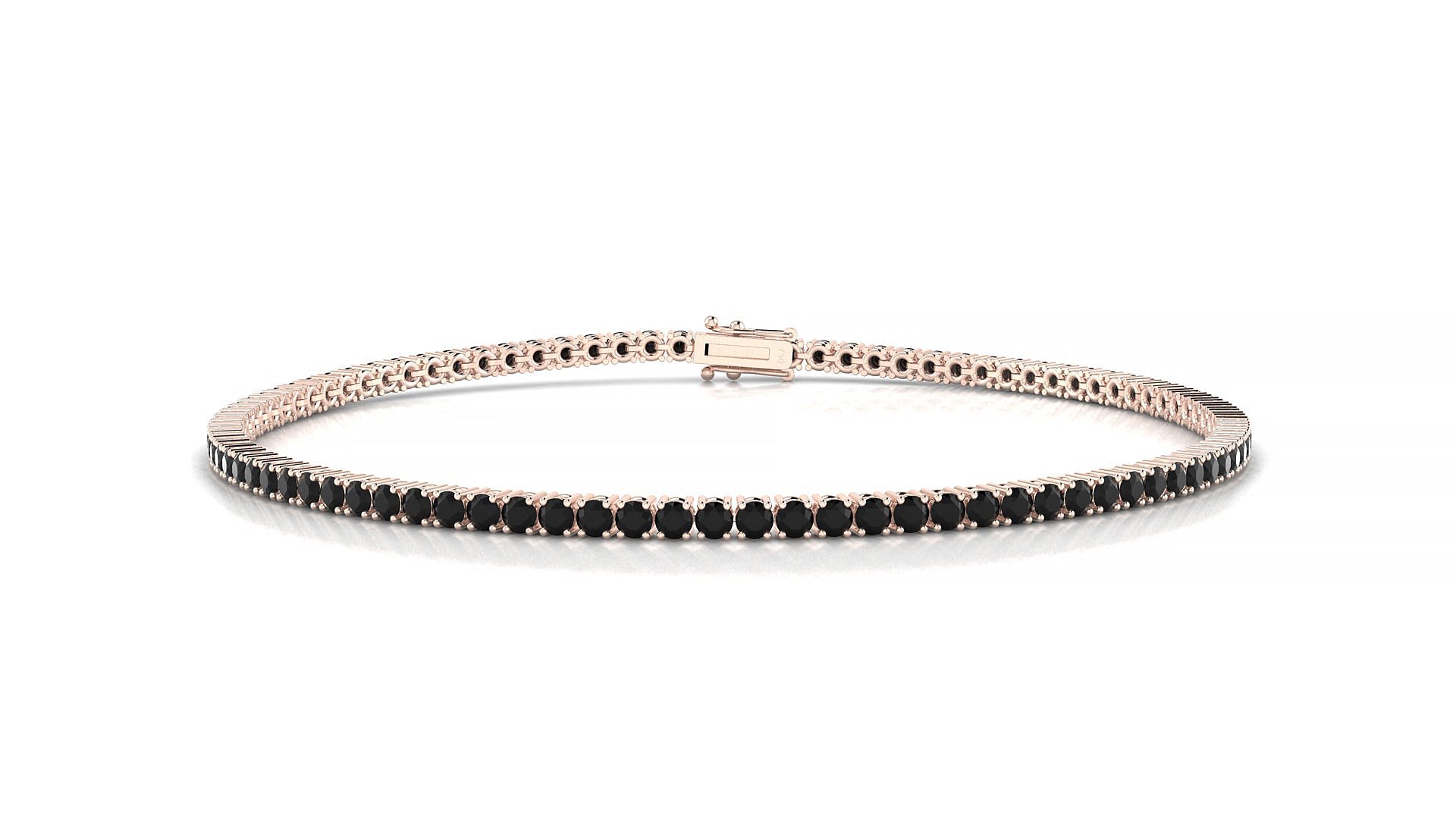 Capri | 18k Rose Gold 1.7 mm Round Natural Black Diamond Tennis Bracelet