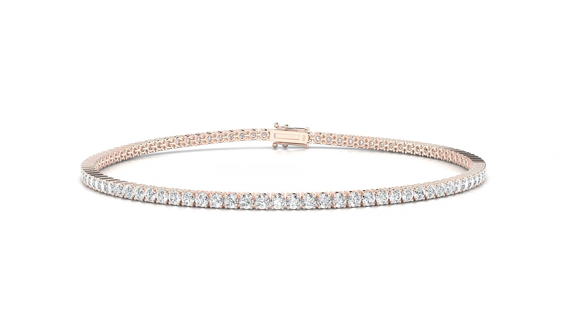 Capri | 18k Rose Gold 1.7 mm Round Natural Diamond 15 cm Tennis Bracelet