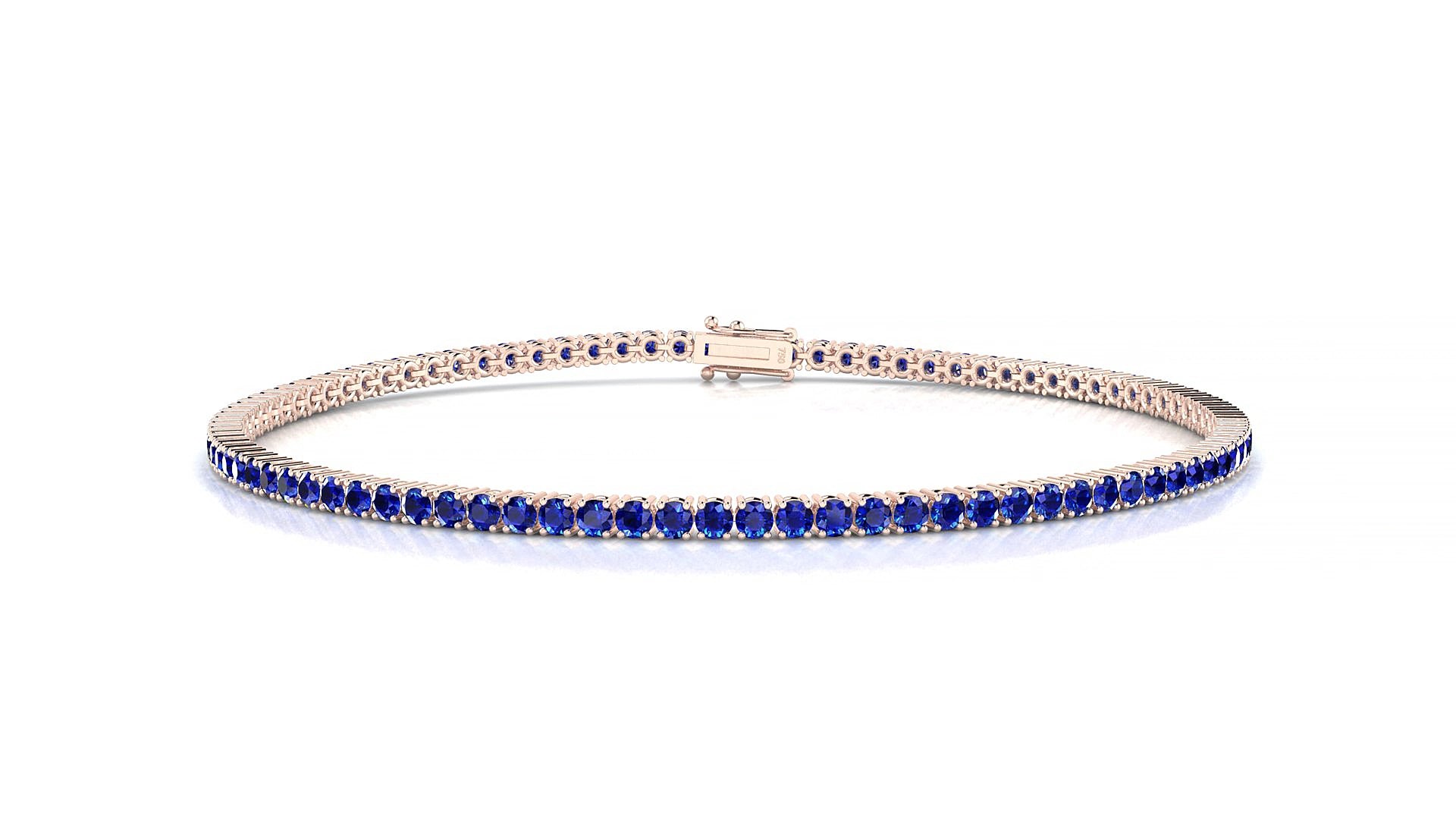 Capri | 18k Rose Gold 1.7 mm Round Natural Sapphire 18 cm Tennis Bracelet