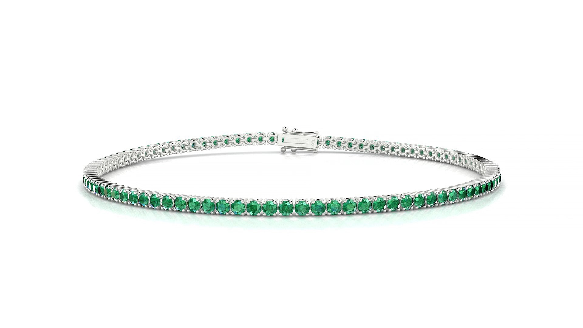 Capri | 18k White Gold 1.7 mm Round Natural Emerald 16 cm Tennis Bracelet