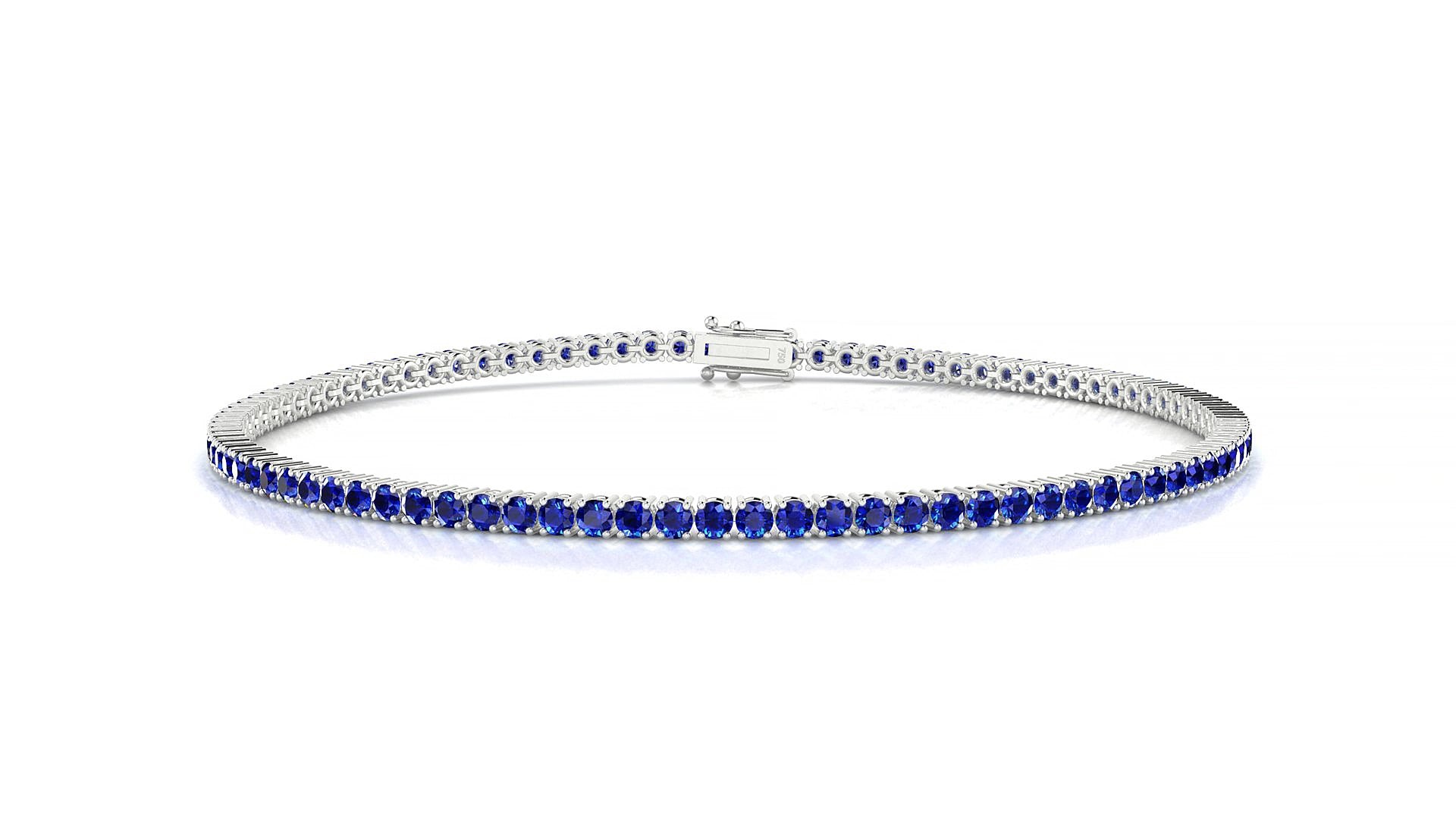 Capri | 18k White Gold 1.7 mm Round Natural Sapphire 20 cm Tennis Bracelet