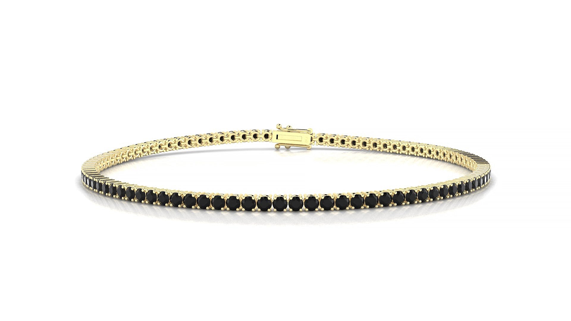 Capri | 18k Yellow Gold 1.7 mm Round Natural Black Diamond Tennis Bracelet