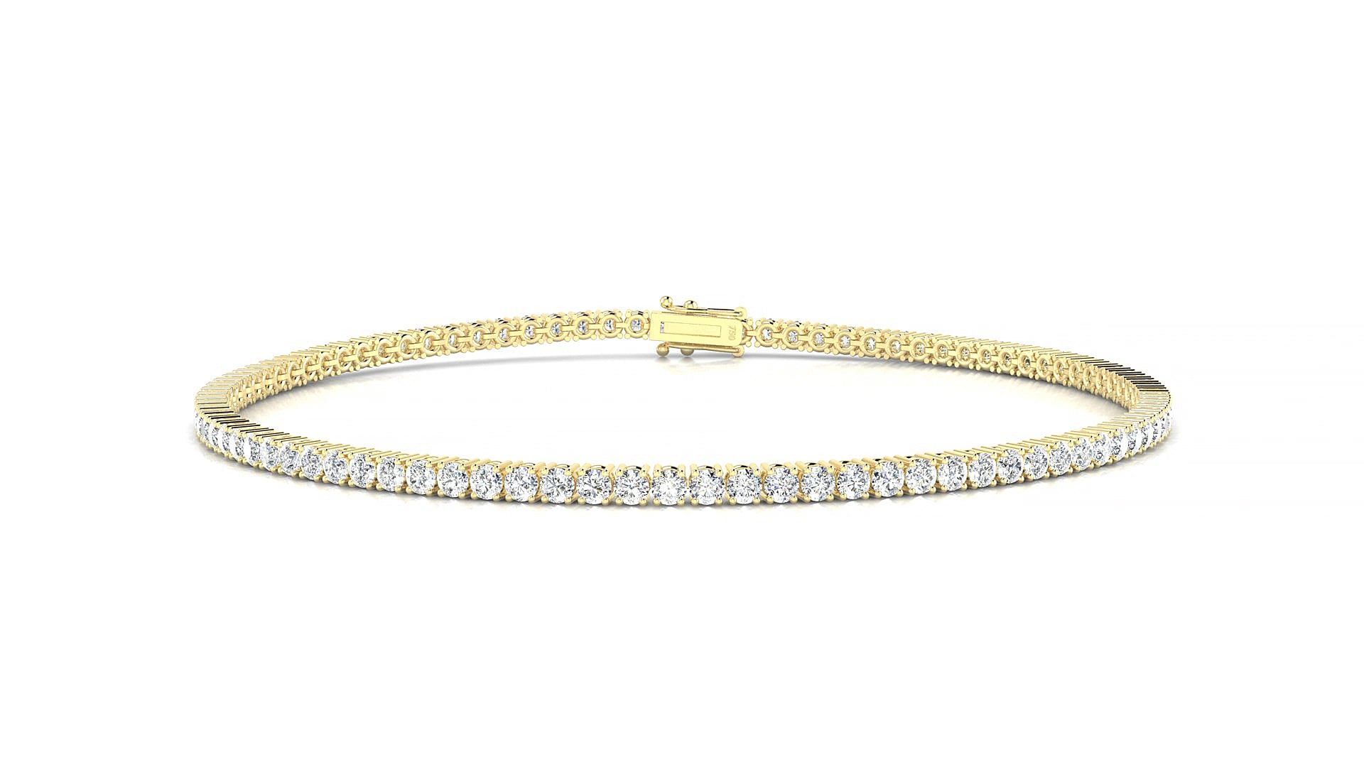 Capri | 18k Yellow Gold 1.7 mm Round Lab-Grown Diamond 17 cm Tennis Bracelet