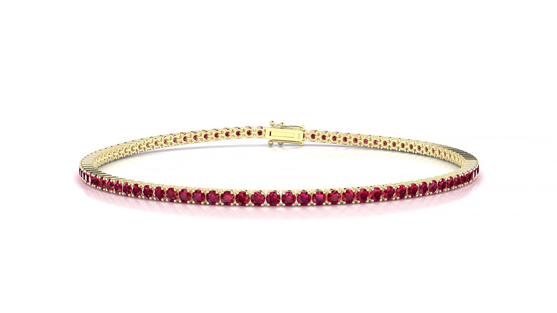 Capri | 18k Yellow Gold 1.7 mm Round Natural Ruby 17 cm Tennis Bracelet