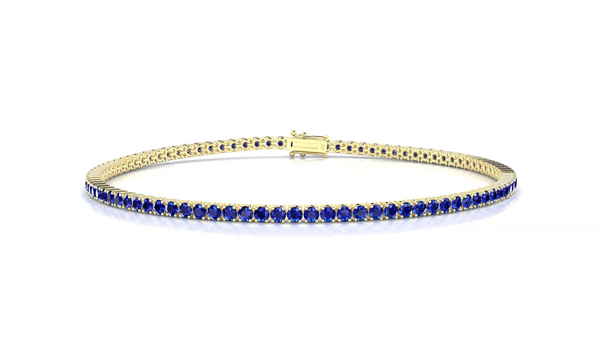 Capri | 18k Yellow Gold 1.7 mm Round Natural Sapphire 17 cm Tennis Bracelet