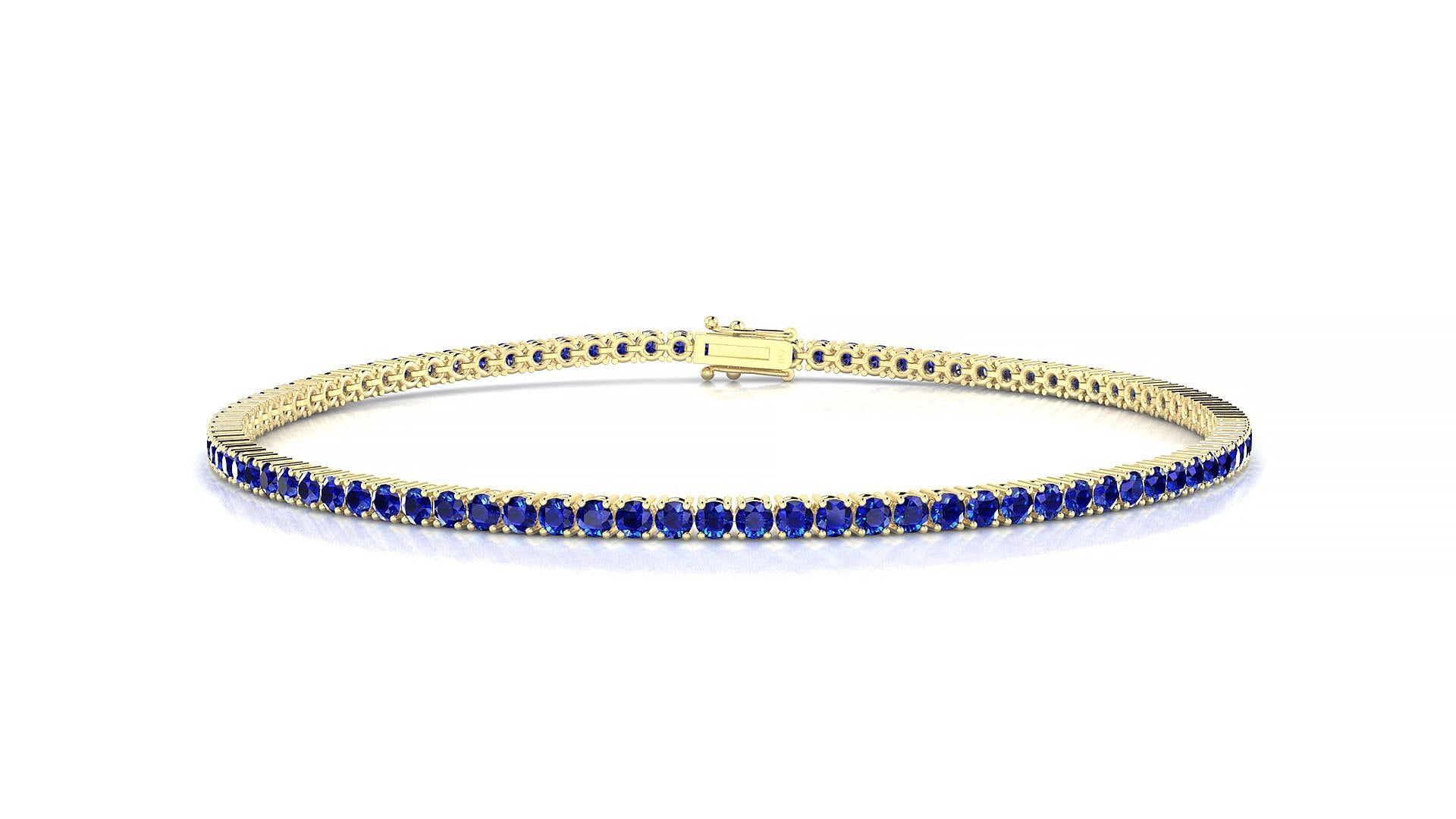 Capri | 18k Yellow Gold 1.7 mm Round Natural Sapphire Tennis Bracelet